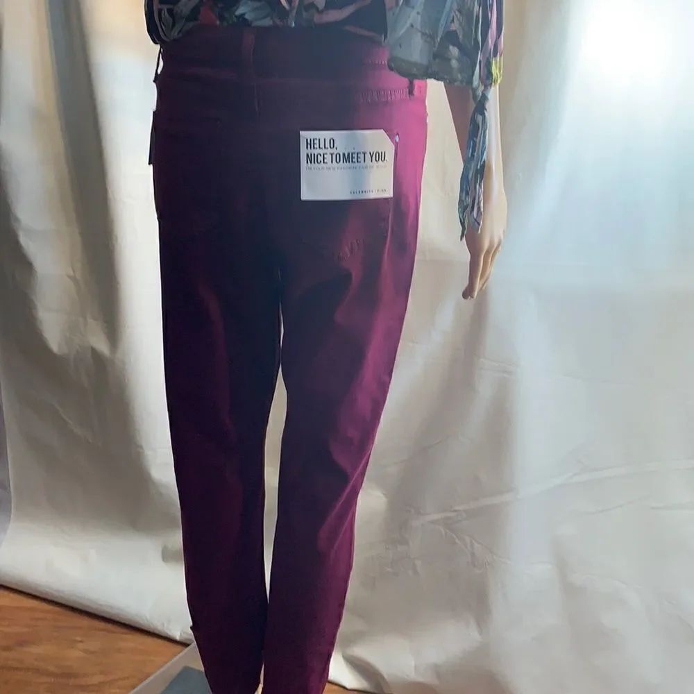 New Celebrity Pink High Rise Ankle Colored Skinny Regular Burgundy Maroon Jean - Picture 11 of 14